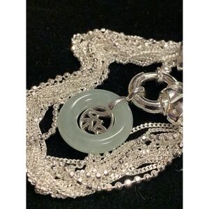 Vintage Sparkles 925 SS Jade Bracelet 7" L